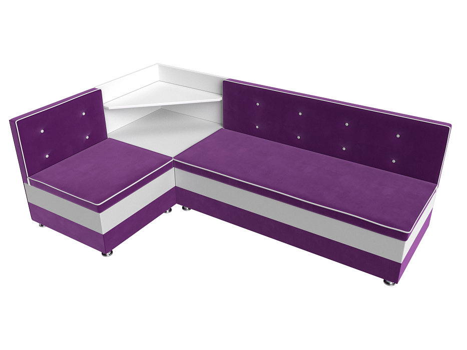 Кухонный угловой диван Милан левый угол (фиолетовый\белый)