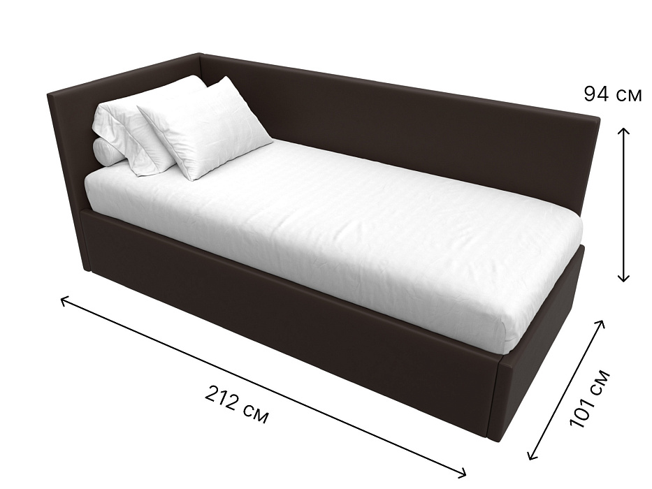 Кровать Лига-039 левая (коричневый)