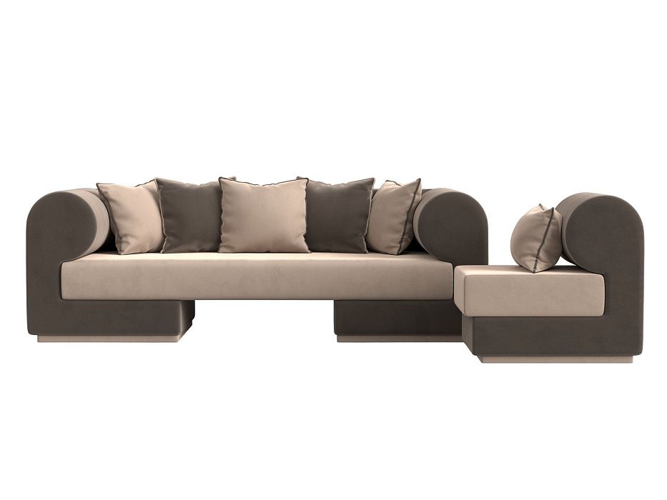 Набор Кипр-2 (диван, кресло) (бежевый\коричневый)