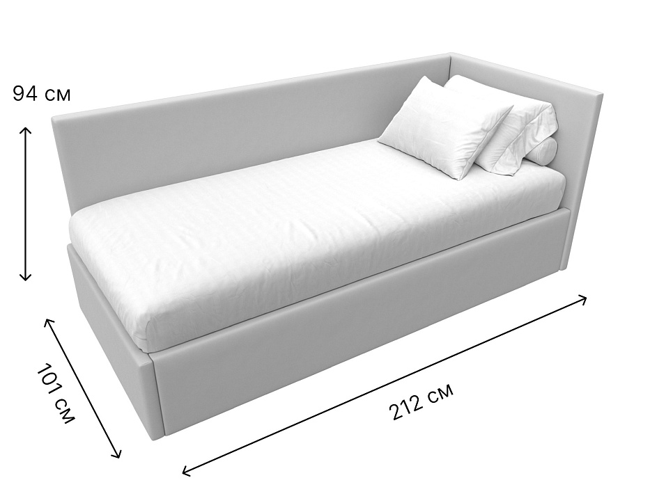 Кровать Лига-039 правая (белый)
