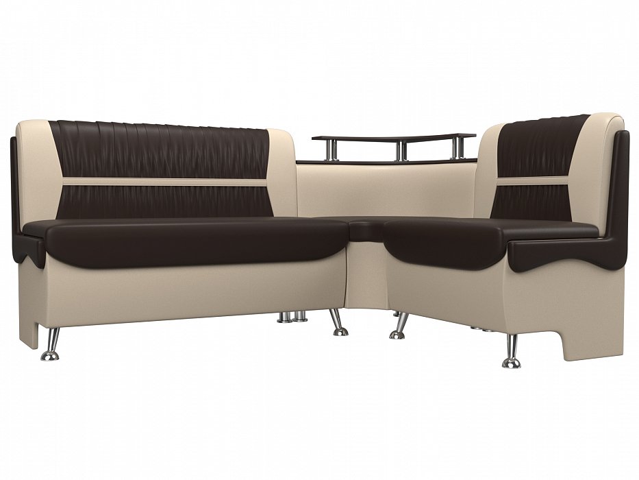 Кухонный угловой диван Сидней правый угол (коричневый\бежевый цвет)