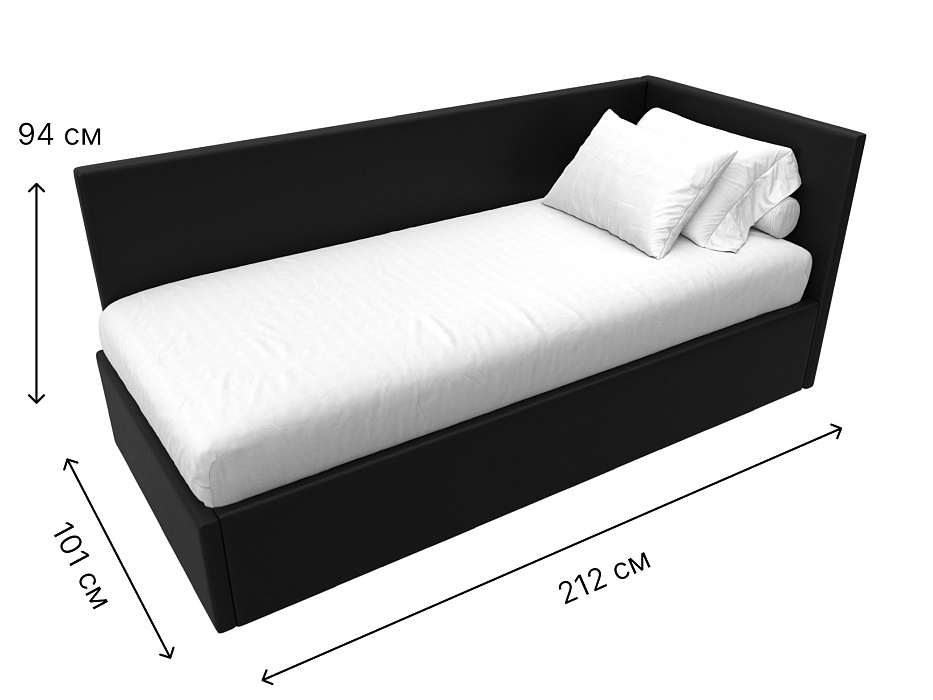 Кровать Лига-039 правая (черный)