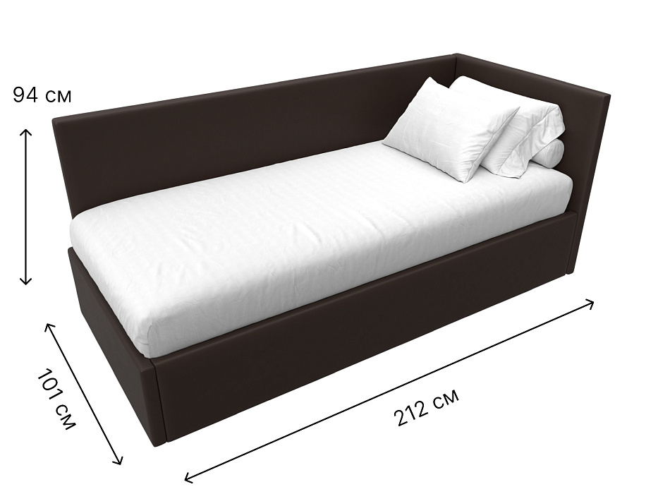 Кровать Лига-039 правая (коричневый)