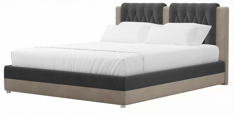Интерьерная кровать Камилла 160 (серый\бежевый)