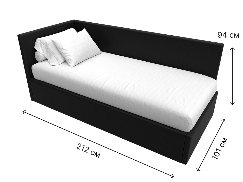 Кровать Лига-039 левая (черный)