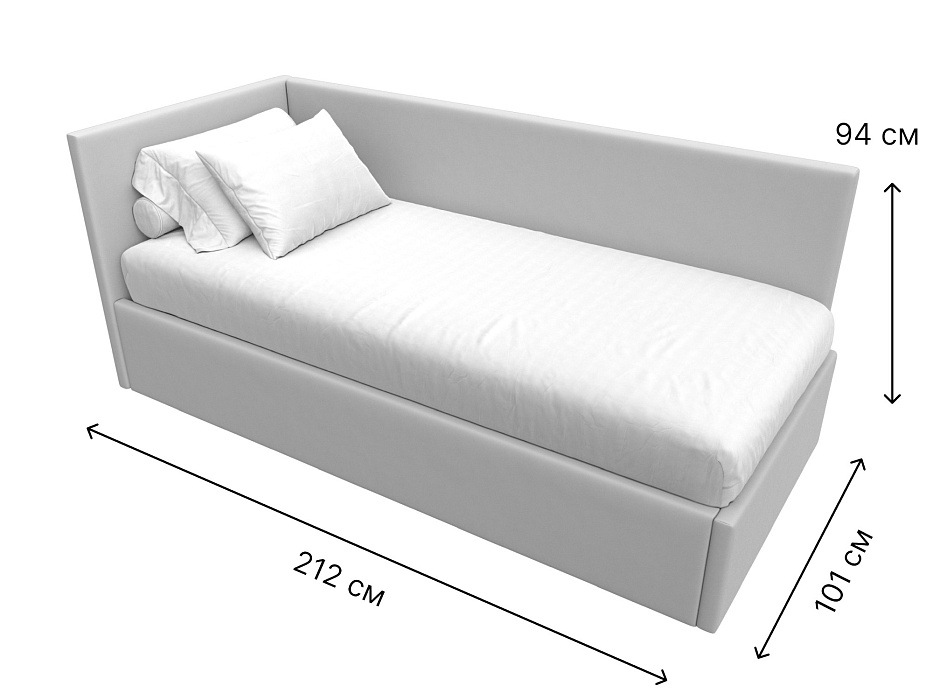 Кровать Лига-039 левая (белый)