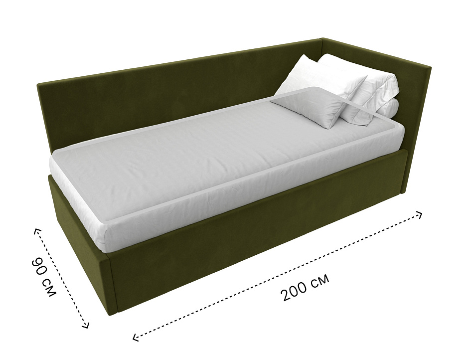 Кровать Лига-039 правая (зеленый)