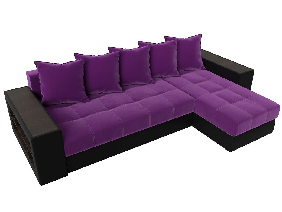Угловой диван Дубай правый угол (фиолетовый\черный)